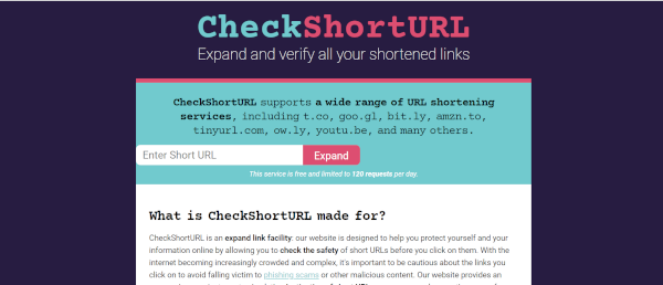 service checkshorturl complément reducteur de lien