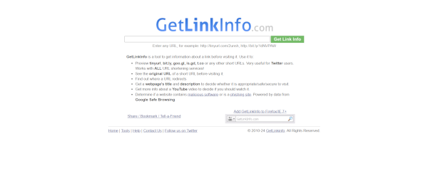 getlinkinfo lien derrière reducteur de lien page d'accueil