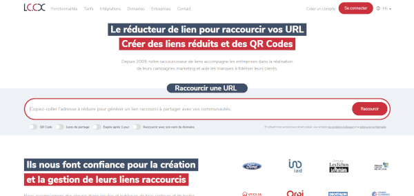 interface du réducteur de lien lc.cx