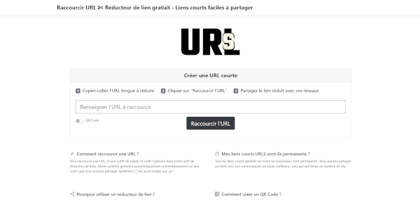 interface reducteur de lien urls.fr